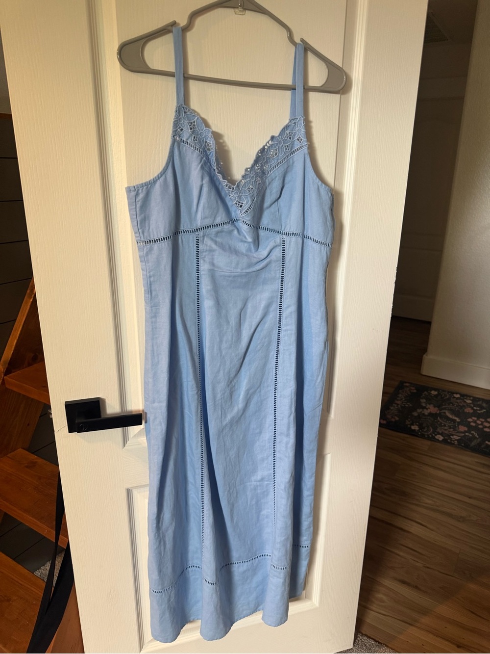 Madewell Light Blue Lace-Trim Slip Dress
